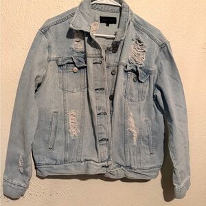 Kendall & Kylie Light Blue Distressed Denim Jacket